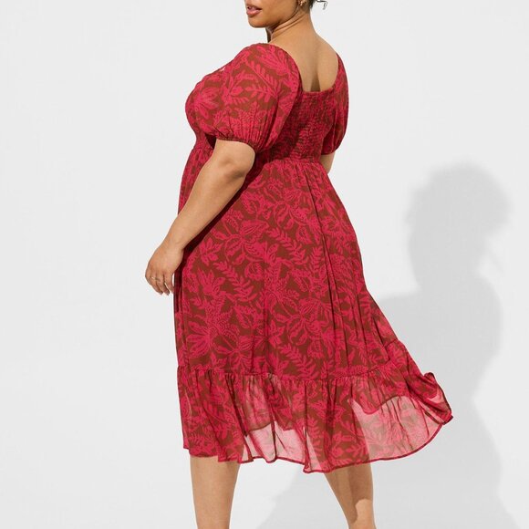 ❤NWT VINTAGE TORRID POCKETS DRESS - A-LINE LEAF PRINT - CHIFFON - PLUS SIZE - Picture 3 of 11